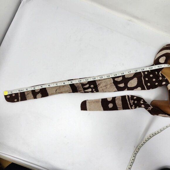 Shekudo Handmade Brown & White Heeled Mules W/ Wrap Ties Size 9.5 - Picture 7 of 9